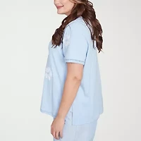 Alfred Dunner Womens Plus Split Crew Neck Short Sleeve T-Shirt