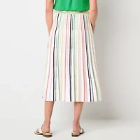 Liz Claiborne Womens Mid Rise Midi Tall Pleated Skirt
