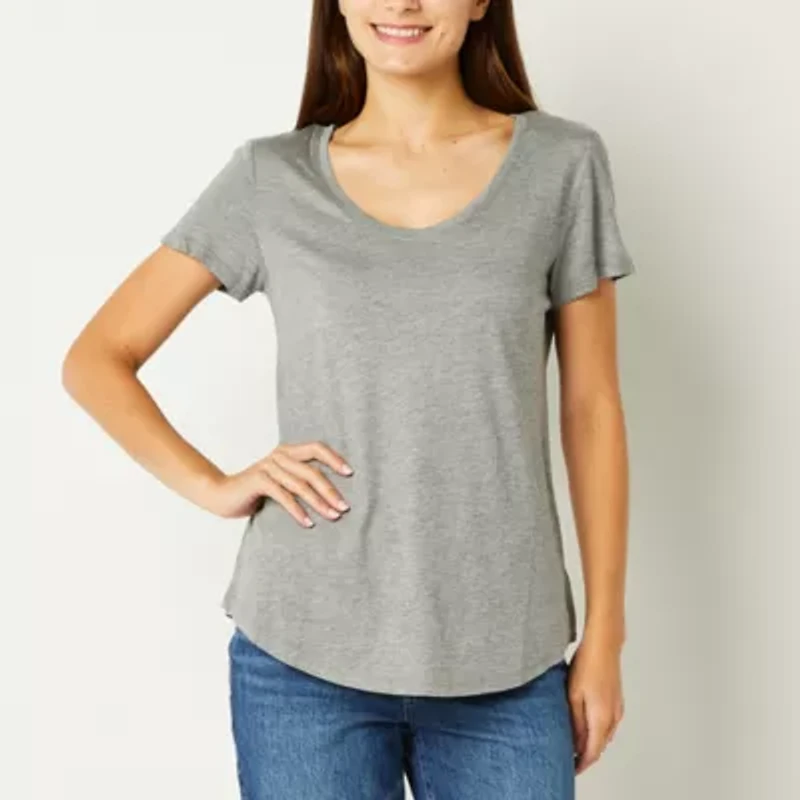 a.n.a Womens Scoop Neck Short Sleeve Tall T-Shirt