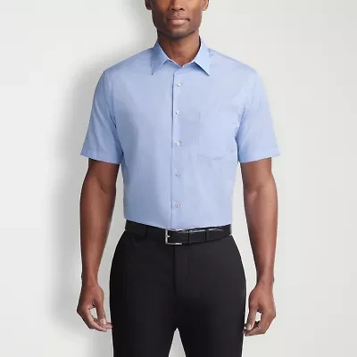 Van Heusen Easy Care Poplin Mens Regular Fit Short Sleeve Dress Shirt