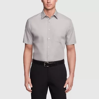 Van Heusen Easy Care Poplin Mens Regular Fit Short Sleeve Dress Shirt