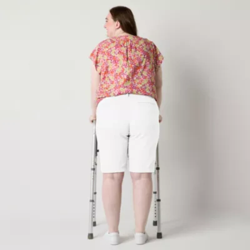 St. John's Bay Womens 11" Plus Easy-on + Easy-off Bermuda Short