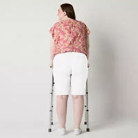 St. John's Bay Womens 11" Plus Easy-on + Easy-off Bermuda Short