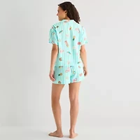 Sleep Chic Womens Poplin V-Neck Short Sleeve 2-pc. Pajama Sets