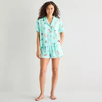 Sleep Chic Womens Poplin V-Neck Short Sleeve 2-pc. Pajama Sets