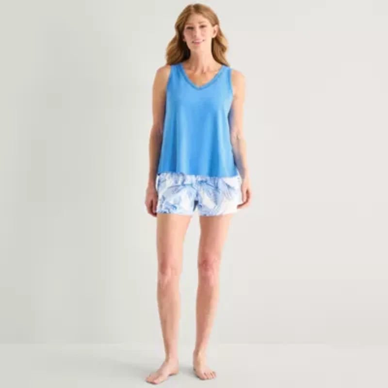 Liz Claiborne Womens V-Neck Sleeveless 2-pc. Pajama Sets