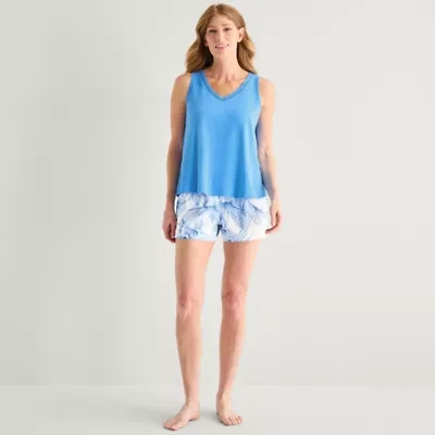 Liz Claiborne Womens V-Neck Sleeveless 2-pc. Pajama Sets