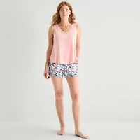 Liz Claiborne Womens V-Neck Sleeveless 2-pc. Tank Top Pajama Set