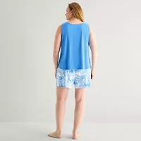 Liz Claiborne Womens V-Neck Sleeveless 2-pc. Plus Pajama Sets