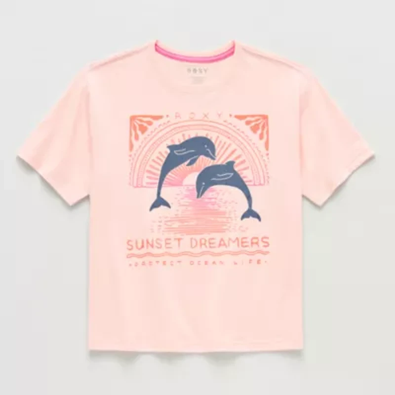 Roxy Big Kid Girls Crew Neck Short Sleeve Regular Fit Graphic T-Shirt