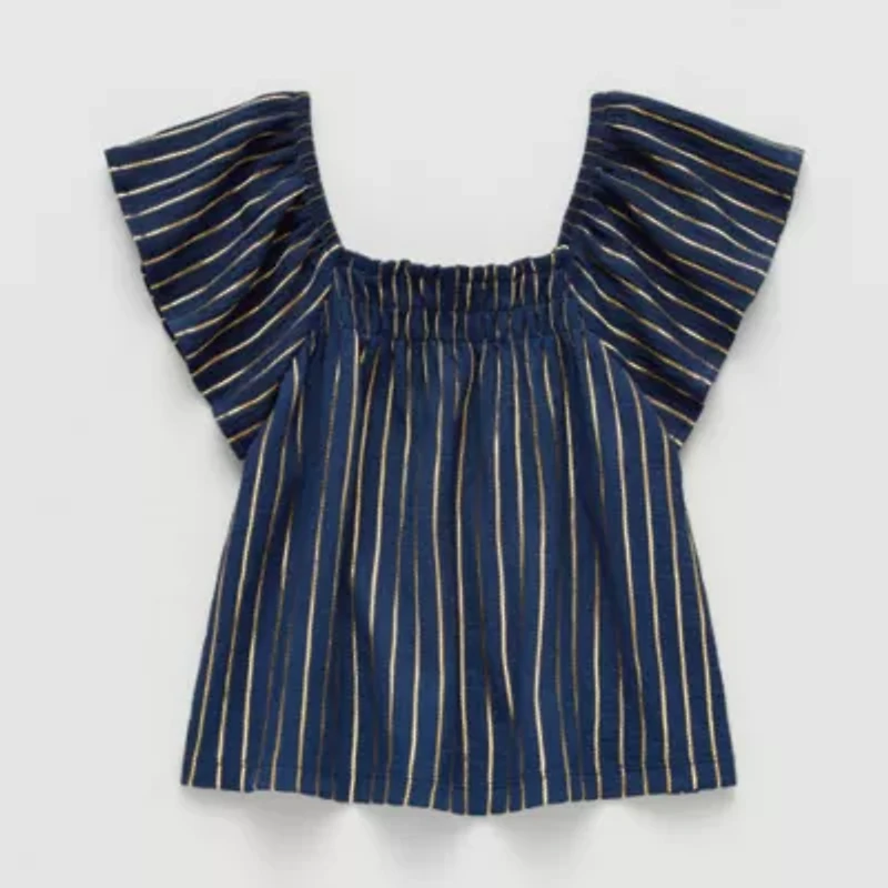 Thereabouts Little & Big Kid Girls Square Neck Short Sleeve Blouse