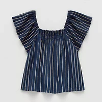 Thereabouts Little & Big Kid Girls Square Neck Short Sleeve Blouse