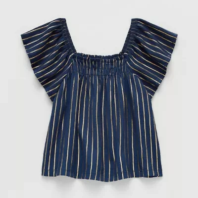 Thereabouts Little & Big Kid Girls Square Neck Short Sleeve Blouse