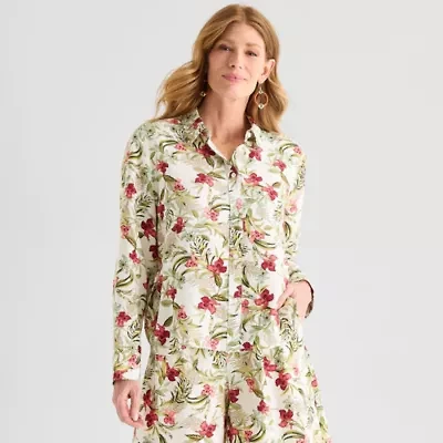 Liz Claiborne Womens Long Sleeve Blouse