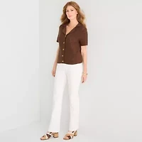 Liz Claiborne Womens V Neck Short Sleeve Polo Sweater