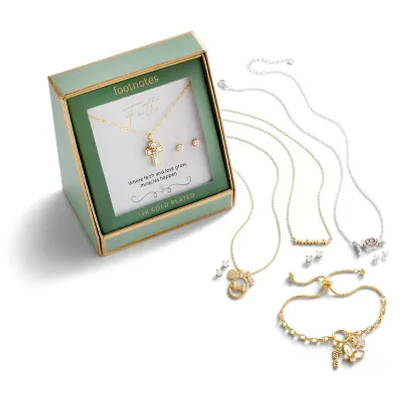 Footnotes Inspire Bird Womens Cubic Zirconia 14K Gold Over Brass Circle 2-pc. Jewelry Set
