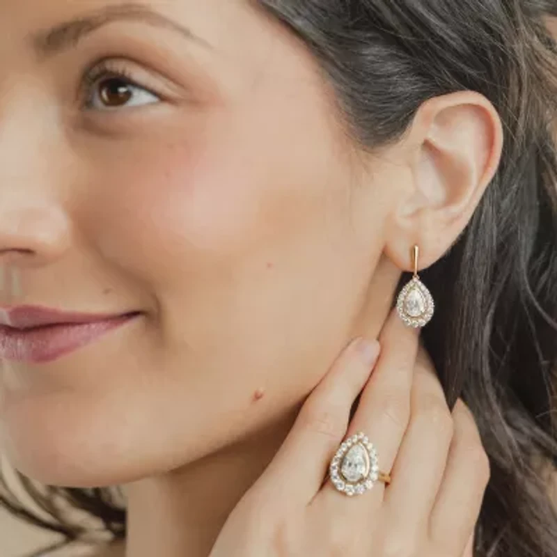 (F / Vs2) Womens 3 CT. T.W. Lab Grown White Diamond 10K Gold Pear Drop Earrings