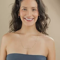 Floating Diamonds (F / Vs2) Womens 14K Gold Inch Cable Chain Necklace