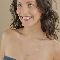 Floating Diamonds (F / Vs2) Womens 14K Gold Inch Cable Chain Necklace