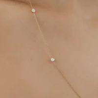 Floating Diamonds (F / Vs2) Womens 14K Gold Inch Cable Chain Necklace