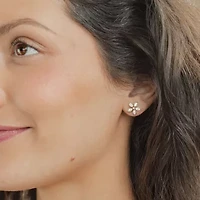 Diamond Blossom (F / Vs2) 1 CT. T.W. Lab Grown White Diamond 10K Gold 11.8mm Flower Stud Earrings