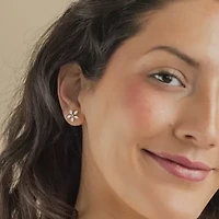 Diamond Blossom (F / Vs2) 1 CT. T.W. Lab Grown White Diamond 10K Gold 11.8mm Flower Stud Earrings