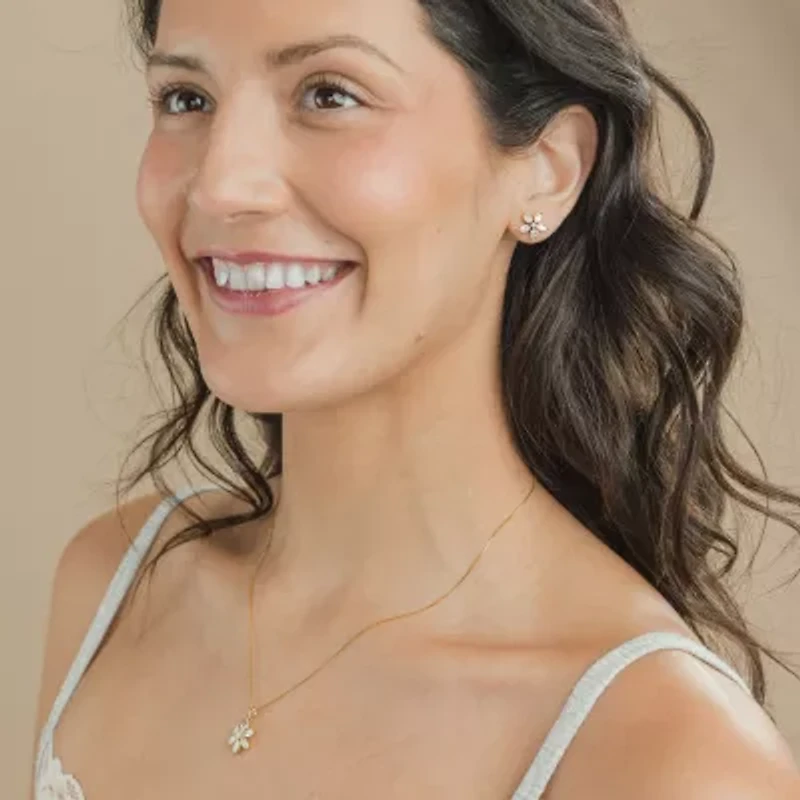 Diamond Blossom (F / Vs2) 1 CT. T.W. Lab Grown White Diamond 10K Gold 11.8mm Flower Stud Earrings