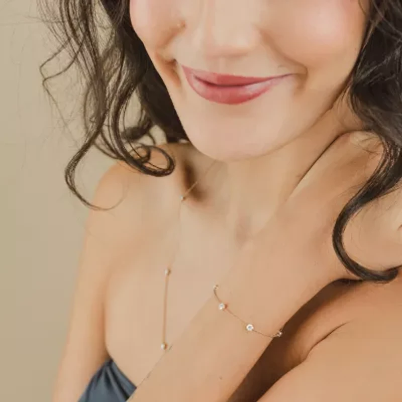 Floating Diamonds (F / Vs2) Womens 14K Gold 7.25 Inch Solid Cable Chain Bracelet