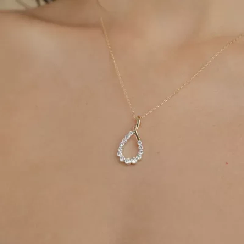 Floating Diamonds (F, Vs2) Womens 1 CT. T.W. Lab Grown White Diamond 14K Gold 18 Inch Pendant Necklace