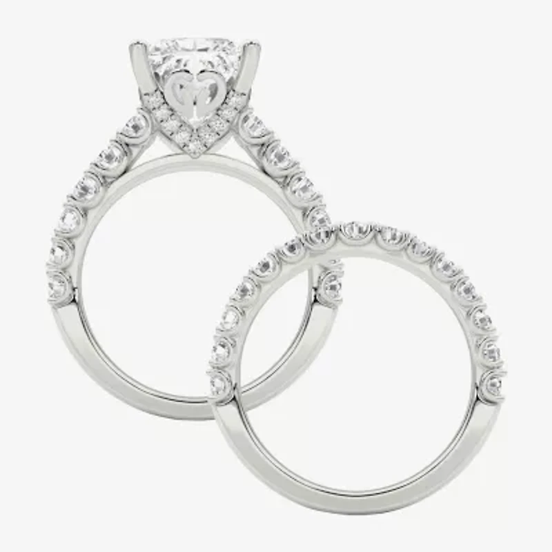 Grown Gorgeous (F / Vs2) Womens 6 1/10 Ct. T.W. Lab White Diamond 14K Gold Radiant Side Stone Bridal Set