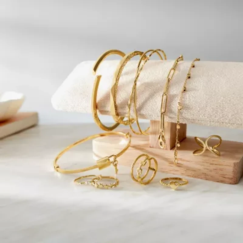 Silver Addiction Womens 14K Gold Over Silver Heart Charm Bracelet