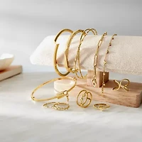 Silver Addiction Womens 14K Gold Over Silver Heart Charm Bracelet