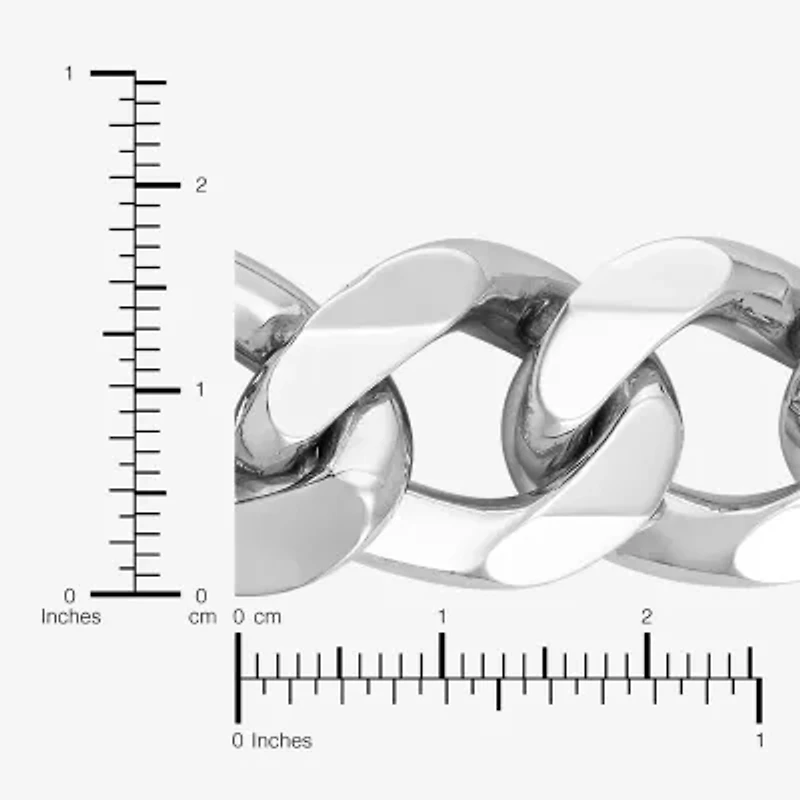 Mens Sterling Silver 8 1/2 Inch Solid Curb Chain Bracelet