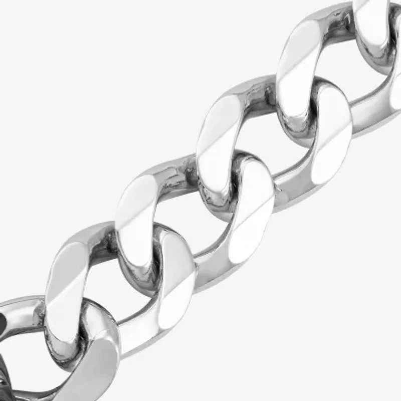 Mens Sterling Silver 8 1/2 Inch Solid Curb Chain Bracelet