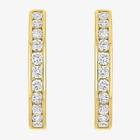 (G-H / Si2-I1) Womens 1 CT. T.W. Lab Grown White Diamond 14K Gold Over Brass 21.4mm Hoop Earrings