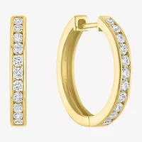 (G-H / Si2-I1) Womens 1 CT. T.W. Lab Grown White Diamond 14K Gold Over Brass 21.4mm Hoop Earrings
