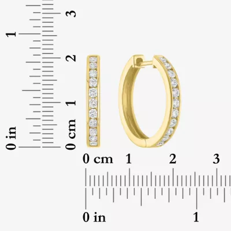 (G-H / Si2-I1) Womens 1 CT. T.W. Lab Grown White Diamond 14K Gold Over Brass 21.4mm Hoop Earrings