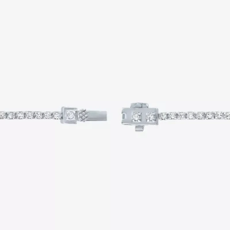 (G-H / Si2-I1) Womens 1 CT. T.W. Lab Grown White Diamond Pure Silver Over Brass 7.25 Inch Tennis Bracelet
