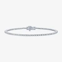 (G-H / Si2-I1) Womens 1 CT. T.W. Lab Grown White Diamond Pure Silver Over Brass 7.25 Inch Tennis Bracelet