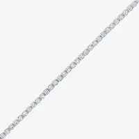 (G-H / Si2-I1) Womens 1 CT. T.W. Lab Grown White Diamond Pure Silver Over Brass 7.25 Inch Tennis Bracelet
