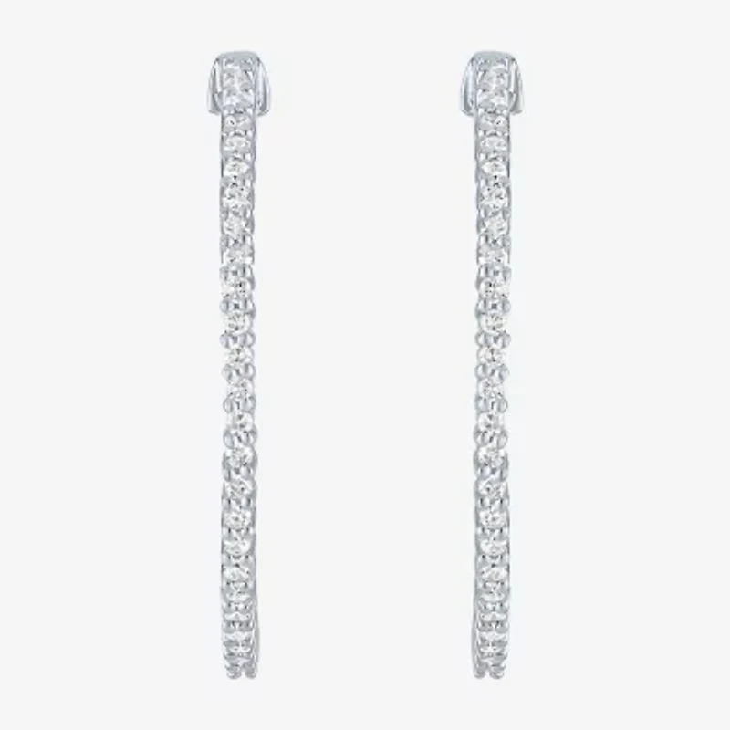 (G-H / Si2-I1) Womens 1 CT. T.W. Lab Grown White Diamond 31mm Hoop Earrings