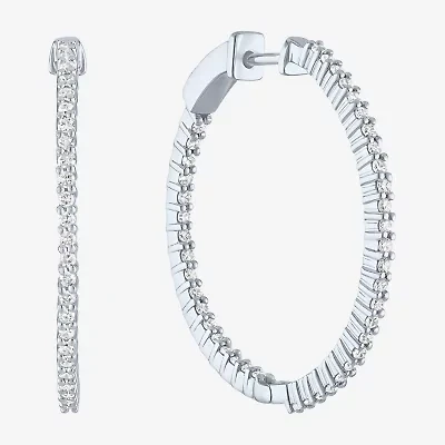 (G-H / Si2-I1) Womens 1 CT. T.W. Lab Grown White Diamond 31mm Hoop Earrings