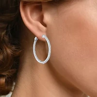 (G-H / Si2-I1) Womens 1 CT. T.W. Lab Grown White Diamond 31mm Hoop Earrings