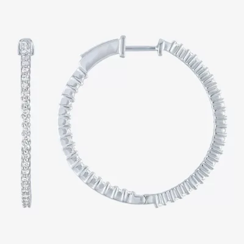 (G-H / Si2-I1) Womens 1 CT. T.W. Lab Grown White Diamond 31mm Hoop Earrings