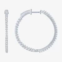 (G-H / Si2-I1) Womens 1 CT. T.W. Lab Grown White Diamond 31mm Hoop Earrings