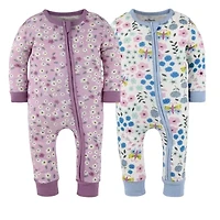 The Peanutshell Girls Scoop Neck Long Sleeve 2-pc. One Piece Pajama