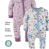 The Peanutshell Girls Scoop Neck Long Sleeve 2-pc. One Piece Pajama