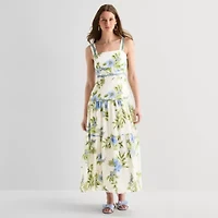 Melonie T Womens Square Neck Sleeveless Maxi Dress