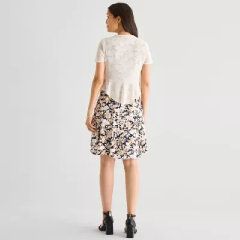 Perceptions Womens Floral Jacket Dress