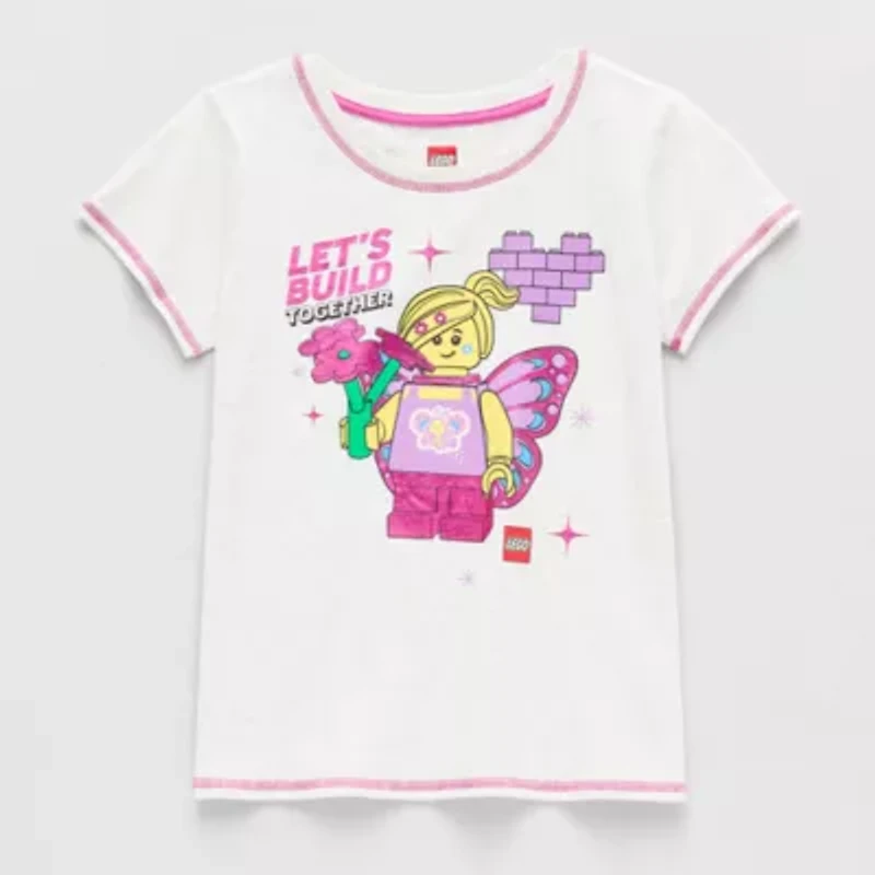 Little & Big Kid Girls Crew Neck Short Sleeve Regular Fit LEGO Graphic T-Shirt